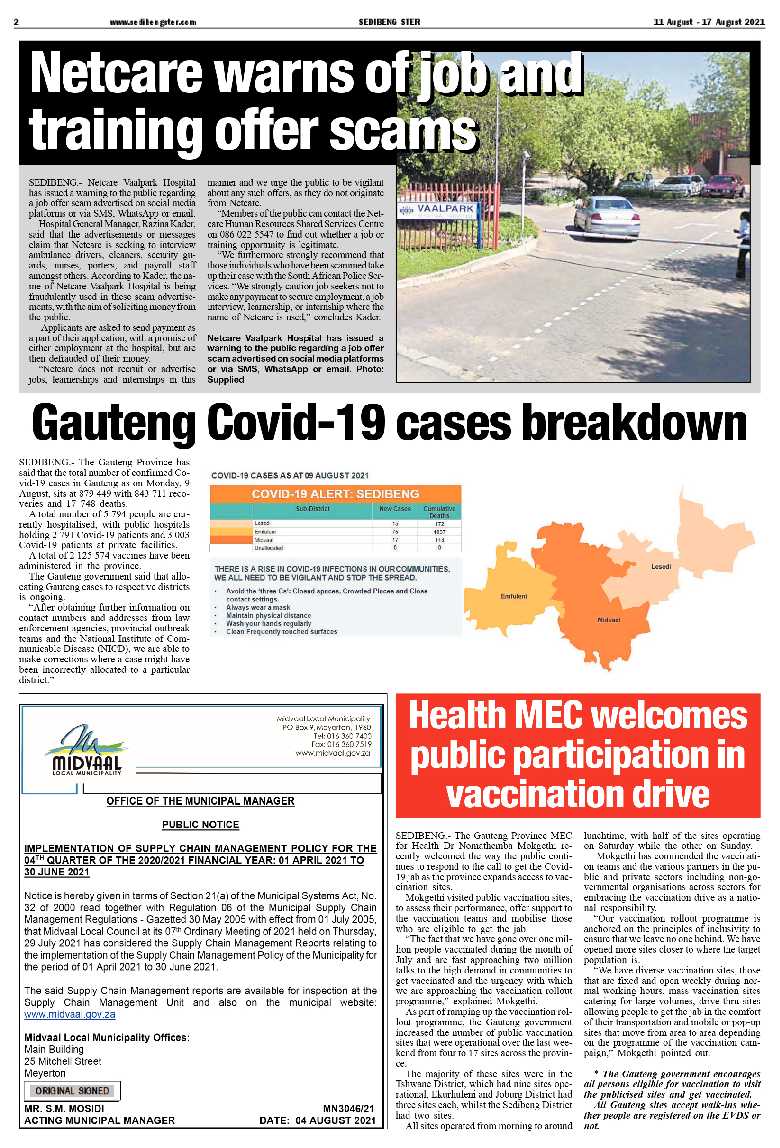 SEDIBENG STER 11 August – 17 August 2021 page 2