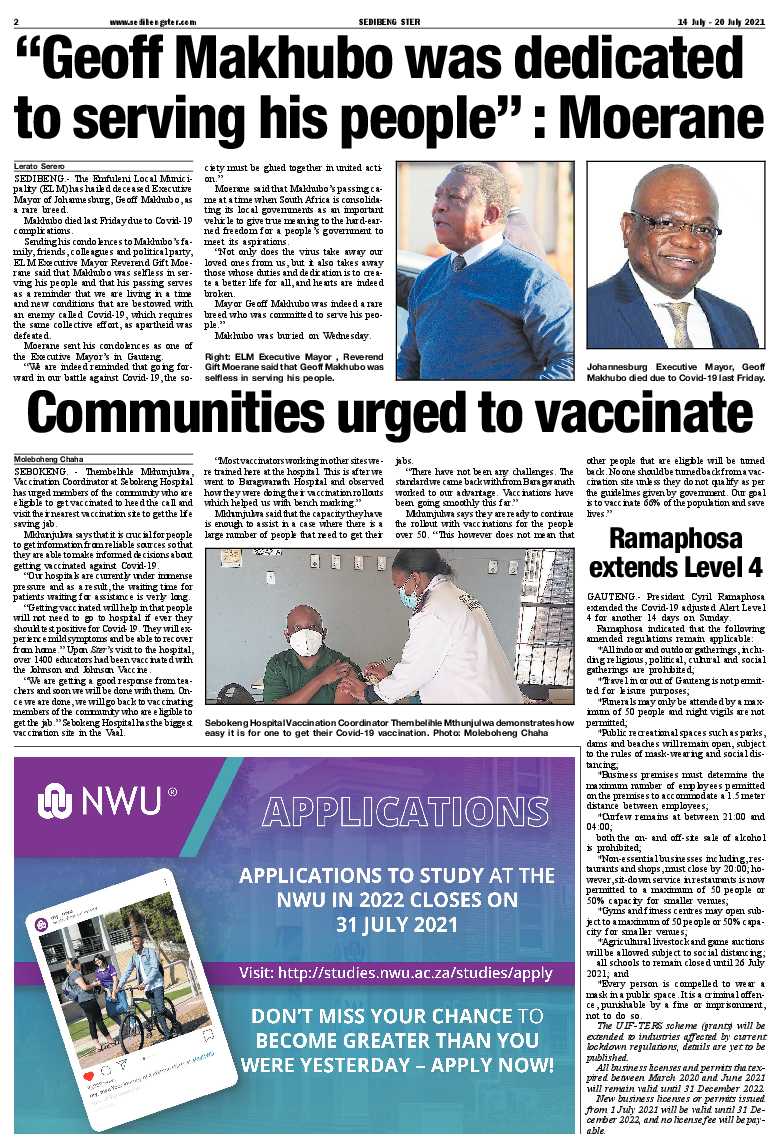 SEDIBENG STER 14 July – 20 July 2021 page 2