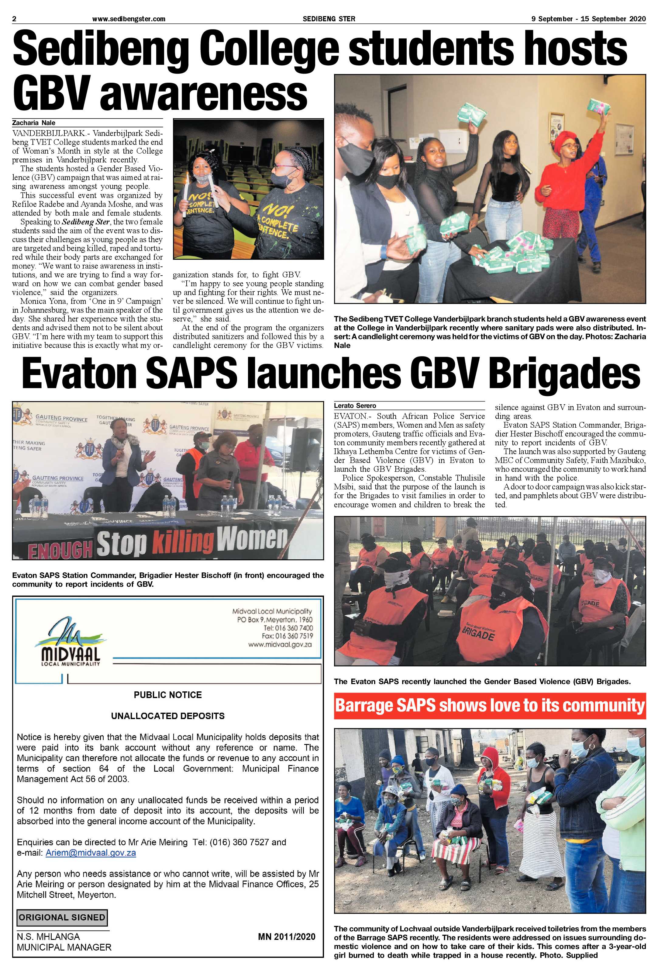 SEDIBENG STER 9 September – 15 September 2020 page 2